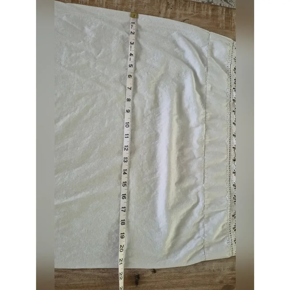 Vintage Handmade White Lace-Trim Cotton Pillowcase 35x21.5 Standard/Queen